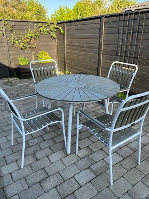 Havemøbelsæt, Park, Polywood og aluminium, Rigtig fint sæt bestående af bord Ø110 cm og fire stole s