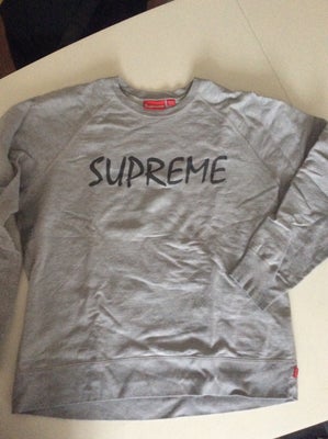 Sweatshirt, Supreme, str. L,  Grå,  Næsten som ny, Sweatshirt fra Supreme i lysgrå bomuld