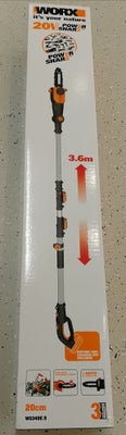 Kædesav, Worx, NY Worx WG349E.9 teleskopkædesav, klippehøjde 3,6 m.
Uden batteri og lader.
Købt den 