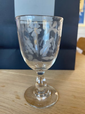 Glas, Gamle franske vinglas, Souvenir glas, 4 stk. Smukke gamle håndpustet glas fra Frankrig , med s
