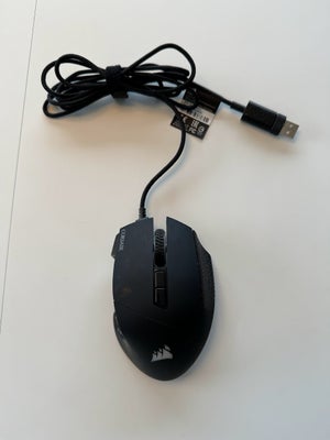 Mus, Corsair, Scimiar RGB Elite, Perfekt, MMO mus fra Corsair med 1-12 knapper på siden og RBG lys. 