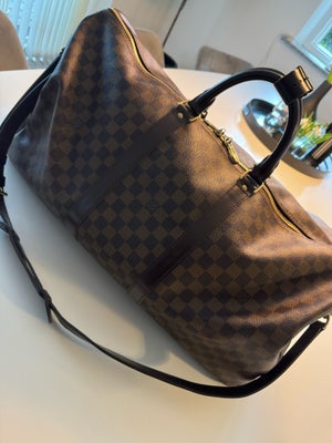 Weekendtaske, Louis Vuitton Keepall leather travel bag - Brown l, b: 54 l: 24 h: 30, Brugt få gange 