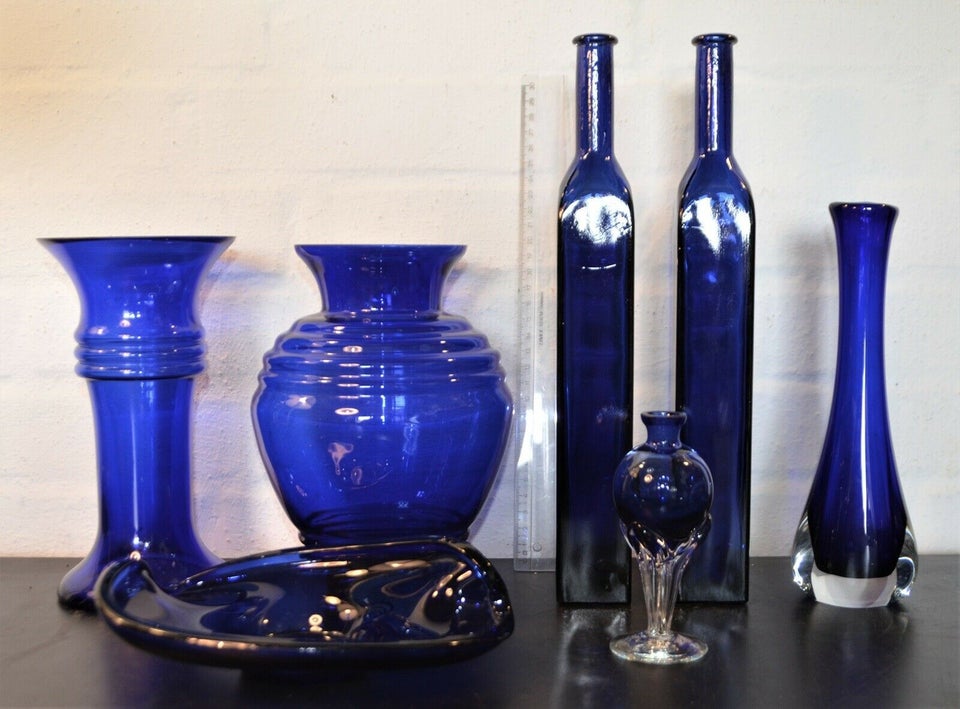 Glas, blå glas vaser - samling