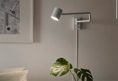 Væglampe, Ikea nymåne, Lamper til soveværelse eller stue - hvid med arm, så lyset kan placeres hvor 