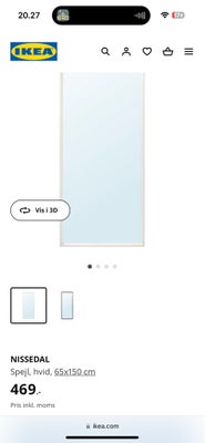 Figurspejl, Sælger disse 2 spejle fra Ikea

40x150 
og 
65x150

