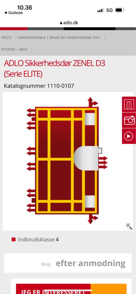 Andet, metal, b: 85 h: 220