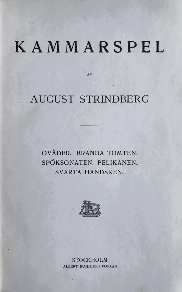 Samlede Skrifter, August Strindberg, genre: drama