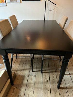 Spisebord, Ingatorp IKEA, b: 87 l: 155, Sort spisebord med tillægsplade i god stand. Skal afhentes p
