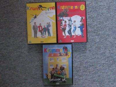 Danske film, DVD, familiefilm, Krummerne 1, 2 og 3 hele serien fordelt i 3 bokse, originale.

Samlet