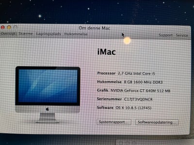 iMac, ultimo 2012, 2,7 GHz, 8 GB ram, 1000 GB harddisk, God, iMac 2012 sælges
8gb RAM
1TB HDD
Tastat