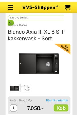 Ny Blanco Axia III XL 6 S-F køkkenvask sort , Blanco, Fejlkøb. Vi har aldrig åbnet kassen, fordi vi 