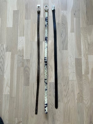 Bælte, Læderbælter, SAND, str. 85 cm,  Brun, ,sort og lys slangeskindsfsrvet,  Læder,  Ubrugt, Arves