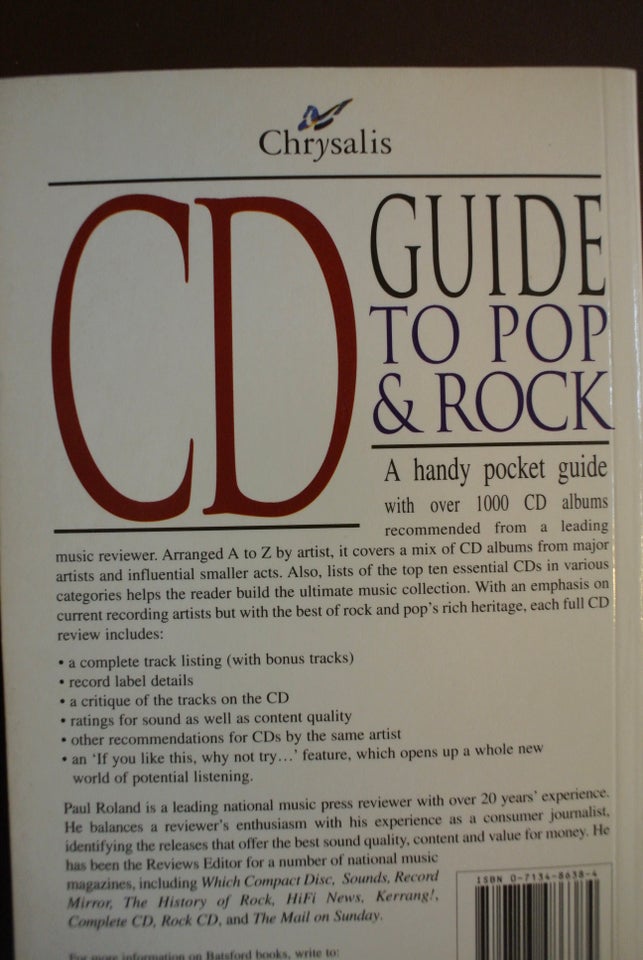 cd guide to pop and rock, by paul roland, emne: musik