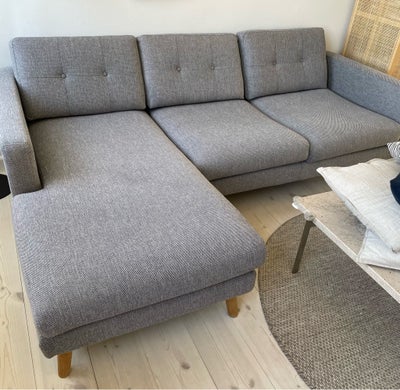 Sofa, polyester, 3 pers. , Sofacompany, Conrad chaiselong-sofa i klassisk twill-vævet polyesterkvali