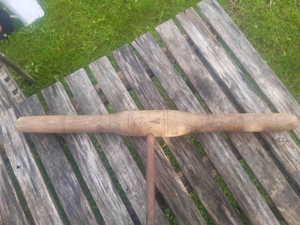 Stort/gammelt træbor, stål/bredt træhåndtag