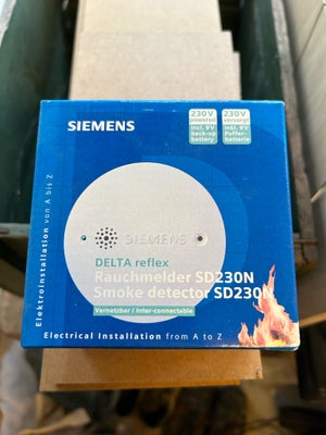 Røgalarm, Siemens, 3 stk. Siemens SD230N røgalarmer inkl. underlag/indbygningsdåser sælges. Beregnet