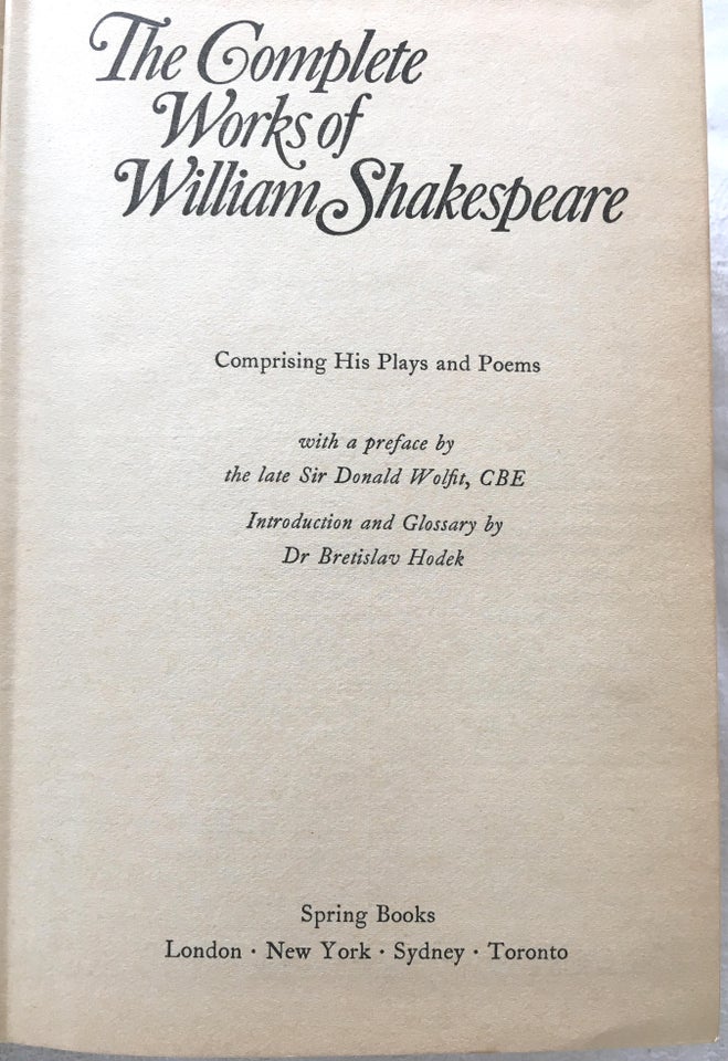 The Complete Works of, William Shakespeare, anden bog