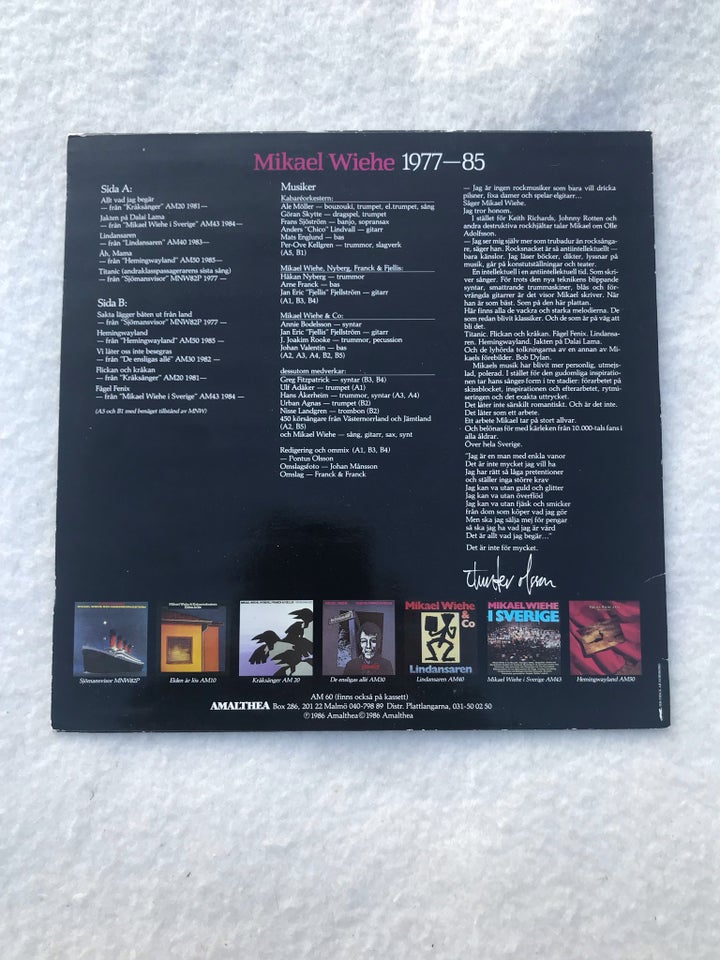 LP, Mikael Wiehe, 1977 - 85