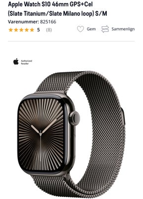 Smartwatch, Apple, Watch 10, slate titanium, 46mm, inkl milano rel i samme farve. Inkl orig usb-c la