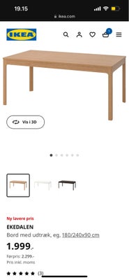 Spisebord, Ikea, b: 90 l: 180, Flot spisebord der var købt for et måned siden. Kvittering haves.