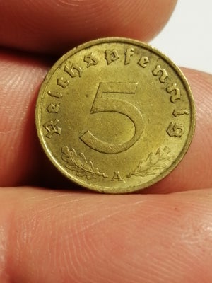 Vesteuropa, mønter, 5 pfennig , 1938, 5 pfennig fra Det 3 rige i 1938 A flot kvalitet i messing
Købe