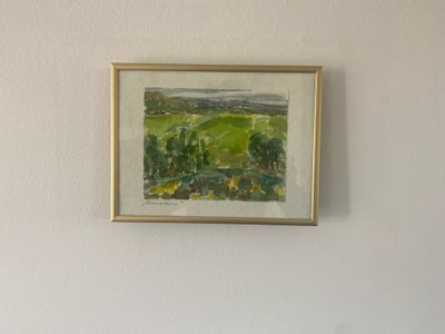 Akvarel, Lene Palm Larsen, motiv: Landskab, b: 17 h: 13,5, Din akvarel i ramme, med ramme er målene 
