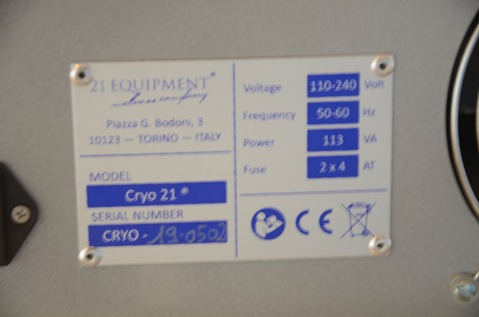 Klinikudstyr, Fedtfrysningsmaskine, Cryo 21