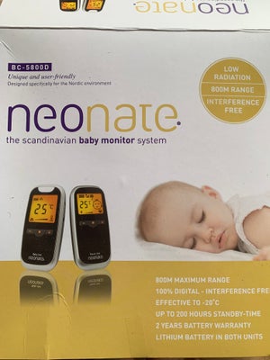 Babyalarm, Neonate BC 5800D, Neonate, Fungerer fint. Brugt til ét barn. Lang rækkevidde og flere mul