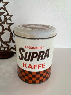 Dåser, Kaffedåse, Supra kaffedåse. Patineret retro dåse. Mål H: 14,5 cm. Dia: 11 cm.