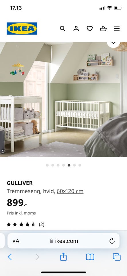 Babyseng, Ikea tremmeseng , b: 60 l: 120
