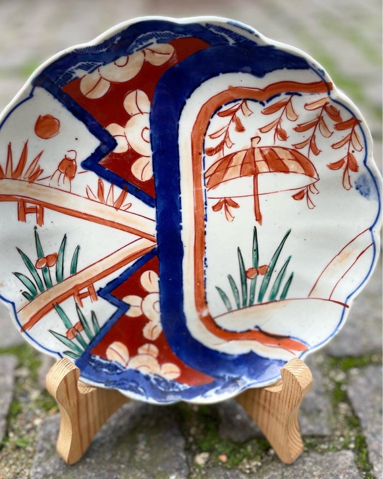 Japansk Håndbemalet antik fad/platte , Antik porcelæn fad -