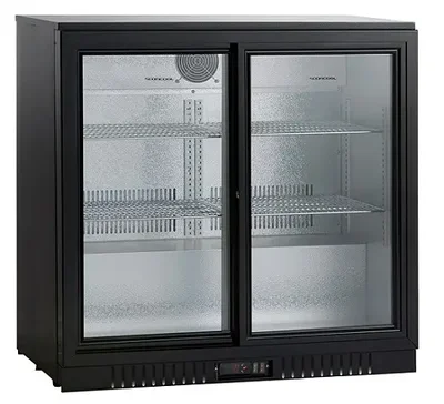 Backbar køleskab, Backbar udlejes. 
2 låger, 158L
Mål: 86,5 bred, 90 høj, 50 dyb.

Pris 1 dag. 400,-