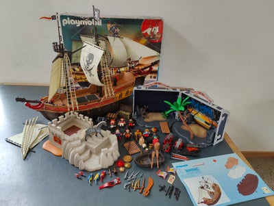 Playmobil, Sørøverskib, sørøverkuffert og fæstningsø, Playmobil, 3 sæt: 

- Sørøverskib med masser a