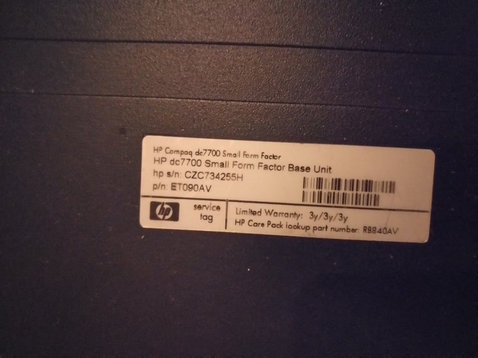 HP, HP Compaq dc7700 Small Factor Form, 1,86 Ghz