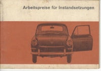 Værkstedspriser for reparationer af VW 1500/1600 /, VW