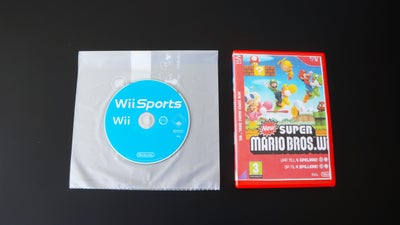 New Super Mario Bros. og Wii Sports, Nintendo Wii, adventure, Begge spil er testet, og fungerer perf