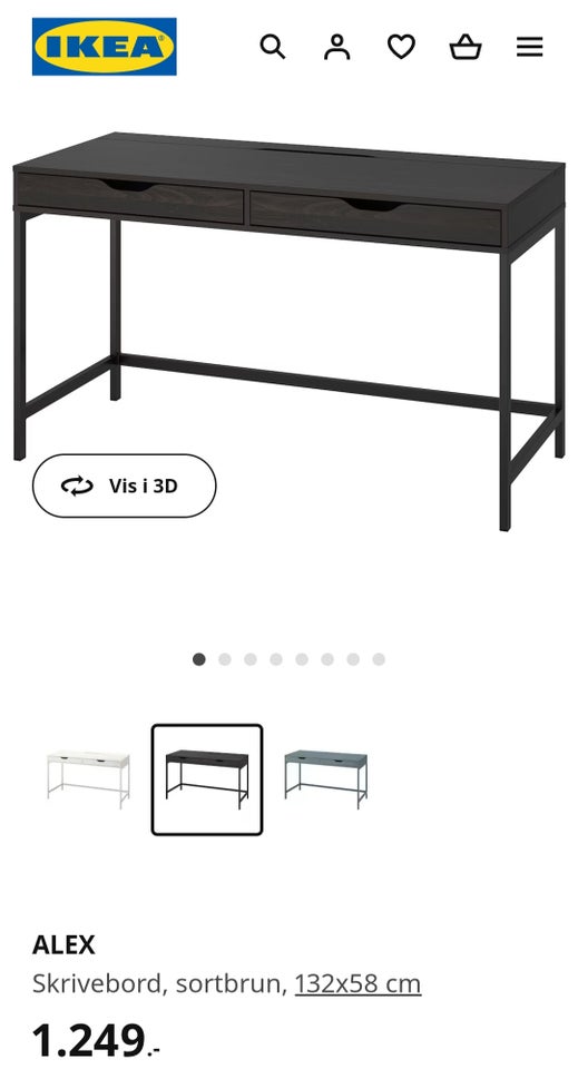 Skrive-/computerbord, IKEA, b: 132 d: 58