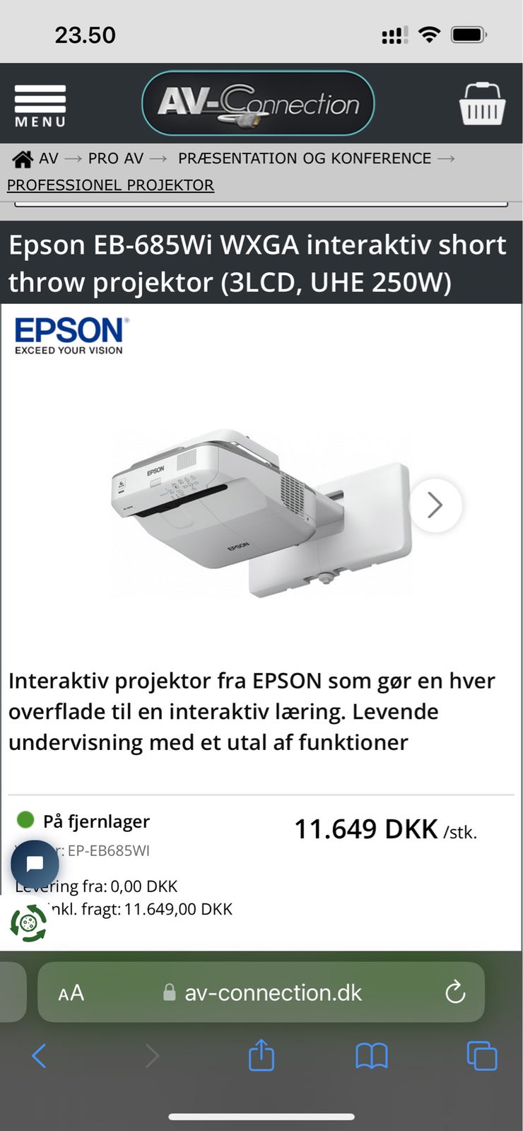 Projektor, Epson, EP-595Wi