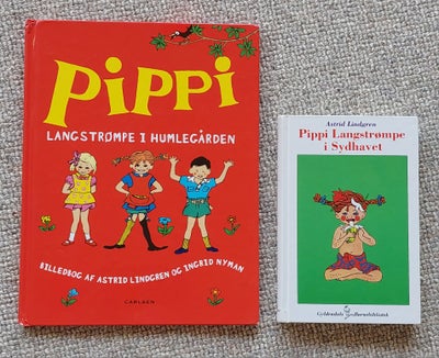 Pippi, Astrid Lindgren, 2 Pippi bøger:

- Pippi Langstrømpe i Humlegården, sælges for kr. 40,-
- Pip
