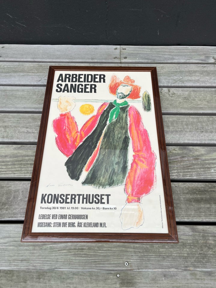 Plakat, Einar Gerhardsen, motiv: Arbejde sange