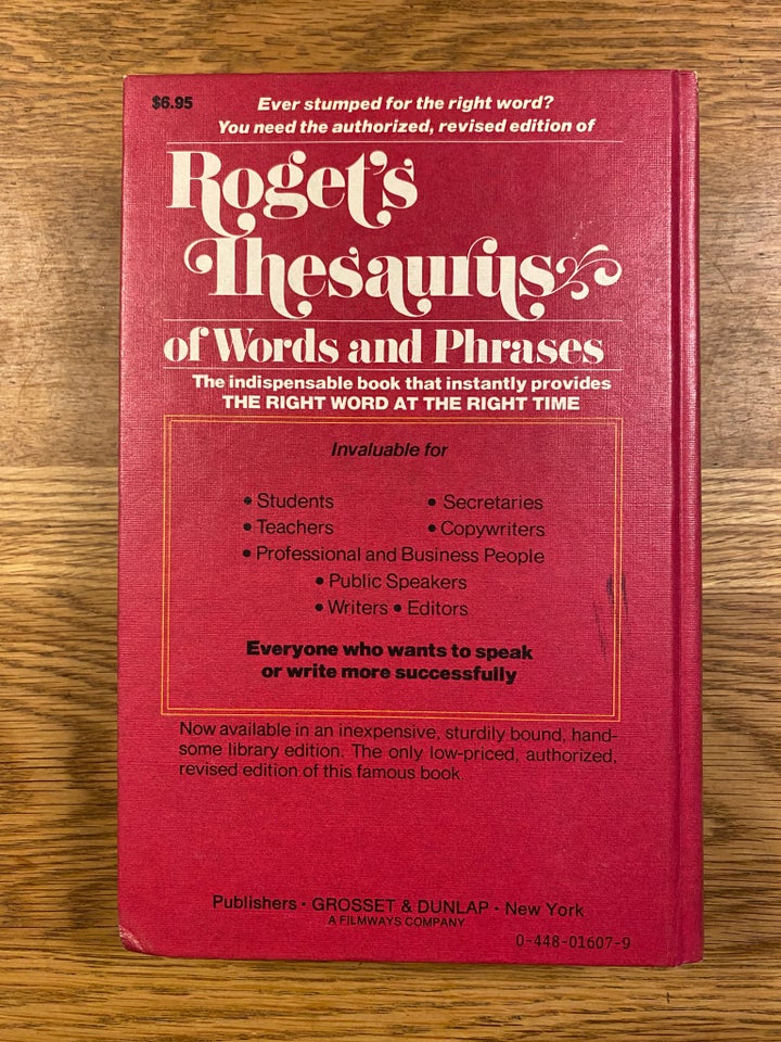 Roget’s Thesaurus of words and phrases, Roget, år 1980