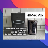 Mac Pro, 3,5 GHz 6-Core Intel Xeon E5, 20 GB ram