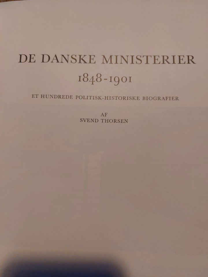 De danske ministre 1848-1901, Svend Thorsen, emne: