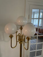 Gulvlampe, Gammel 1960'er messing lampe med 5 opalglas