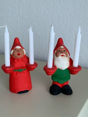 Julepynt, Retro julemand og julemandskone til små stearinlys, i keramik, en retro Lucia optog pige. 