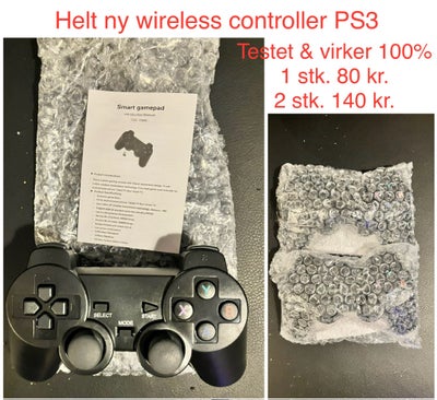 Playstation 3, Wireless Controller, Perfekt, Begge er lige testet og virker fint. Ellers aldrig brug