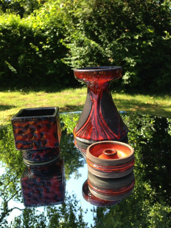 Flot orange/rød retro keramik, Løvemose
