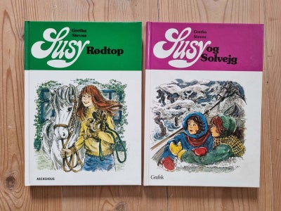 Susy Rødtop, Susy og Solvejg, Grethe Stevns, Meget pæn stand. Hardback 
Fra ikkeryger-hjem 
Begge bø