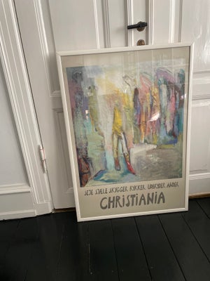 Plakat, Bjarne Rihave, motiv: Red Boots, b: 74 h: 103, Gammel Christiania plakat i hvid ramme med sk