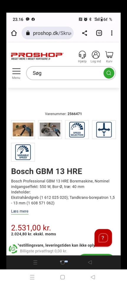 Boremaskine, Bosch Professionel GBM 13 HRE